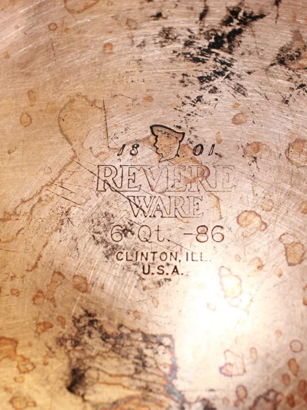 Revere Ware 1801 6 QT Copper Bottom Stock Pot With Lid - Clinton, ILL 86